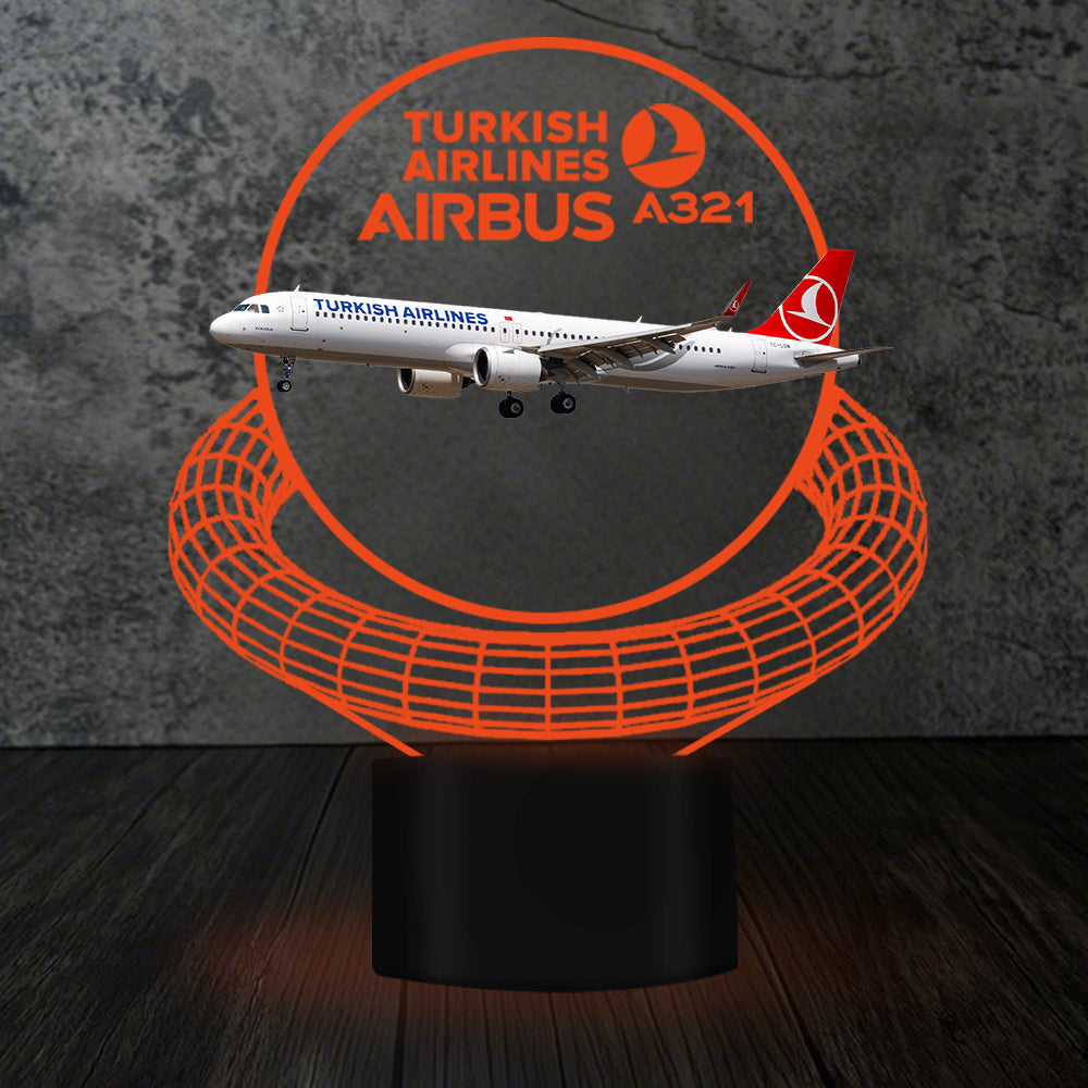 Turkish Airlines Airbus A321 Designed 3D Lamp