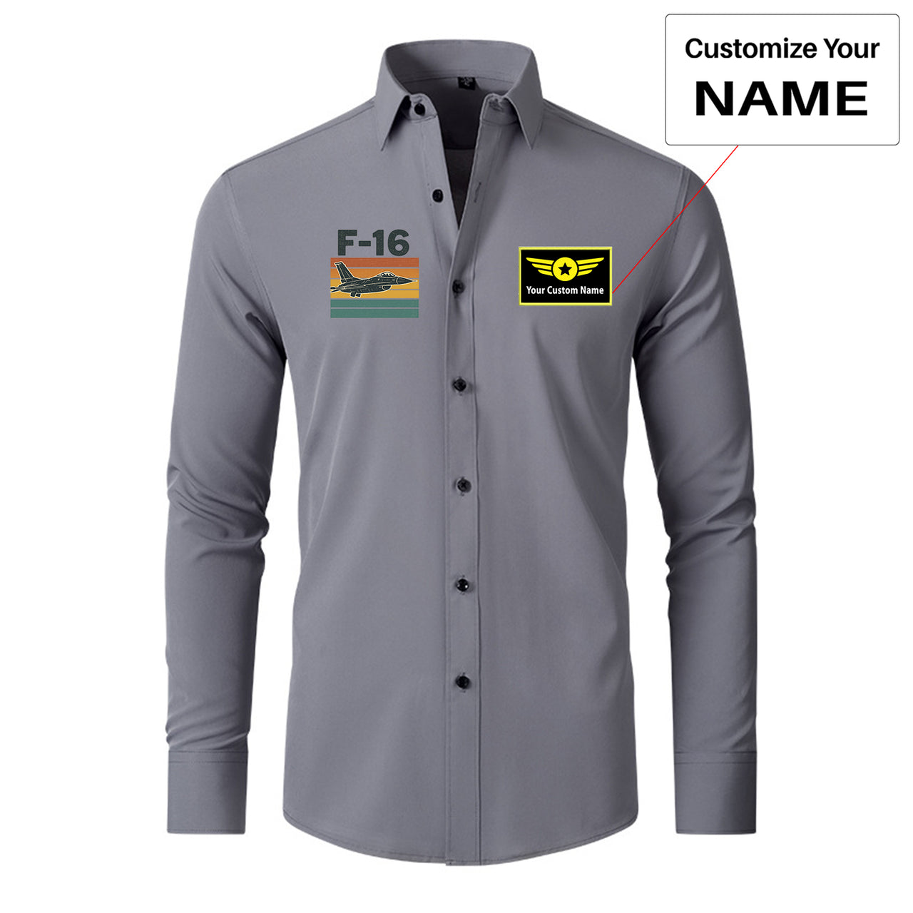 Retro Fighter Jet F16 Designed Long Sleeve Shirts