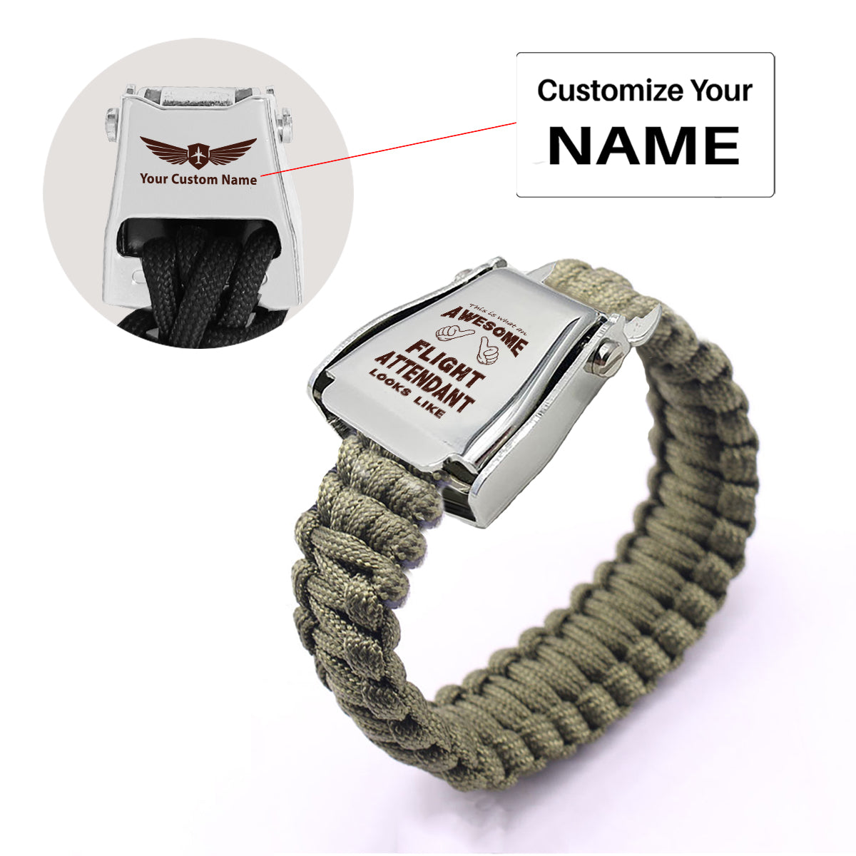 Flight Attendant Design Airplane Seat Belt Bracelet