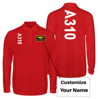 Thumbnail for A310 Text Designed Long Sleeve Polo T-Shirts (Double-Side)