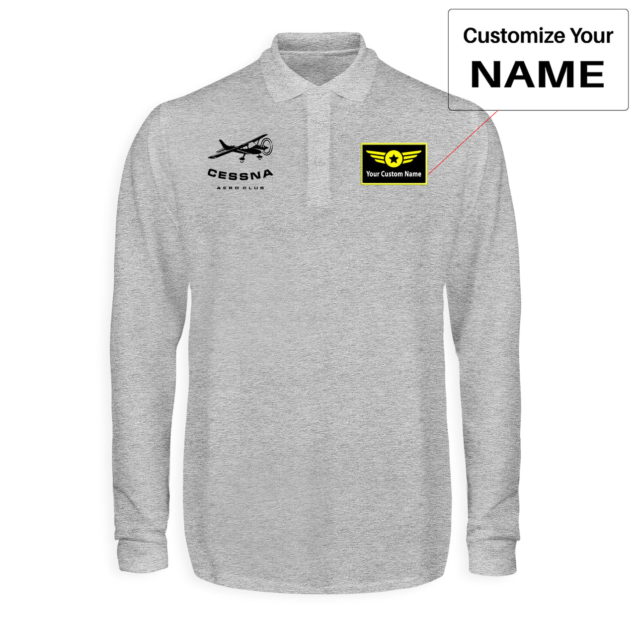Cessna Aeroclub Designed Long Sleeve Polo T-Shirts