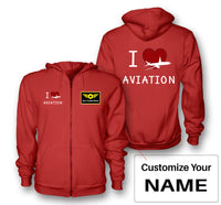 Thumbnail for I Love Aviation Designed Zipped Hoodies