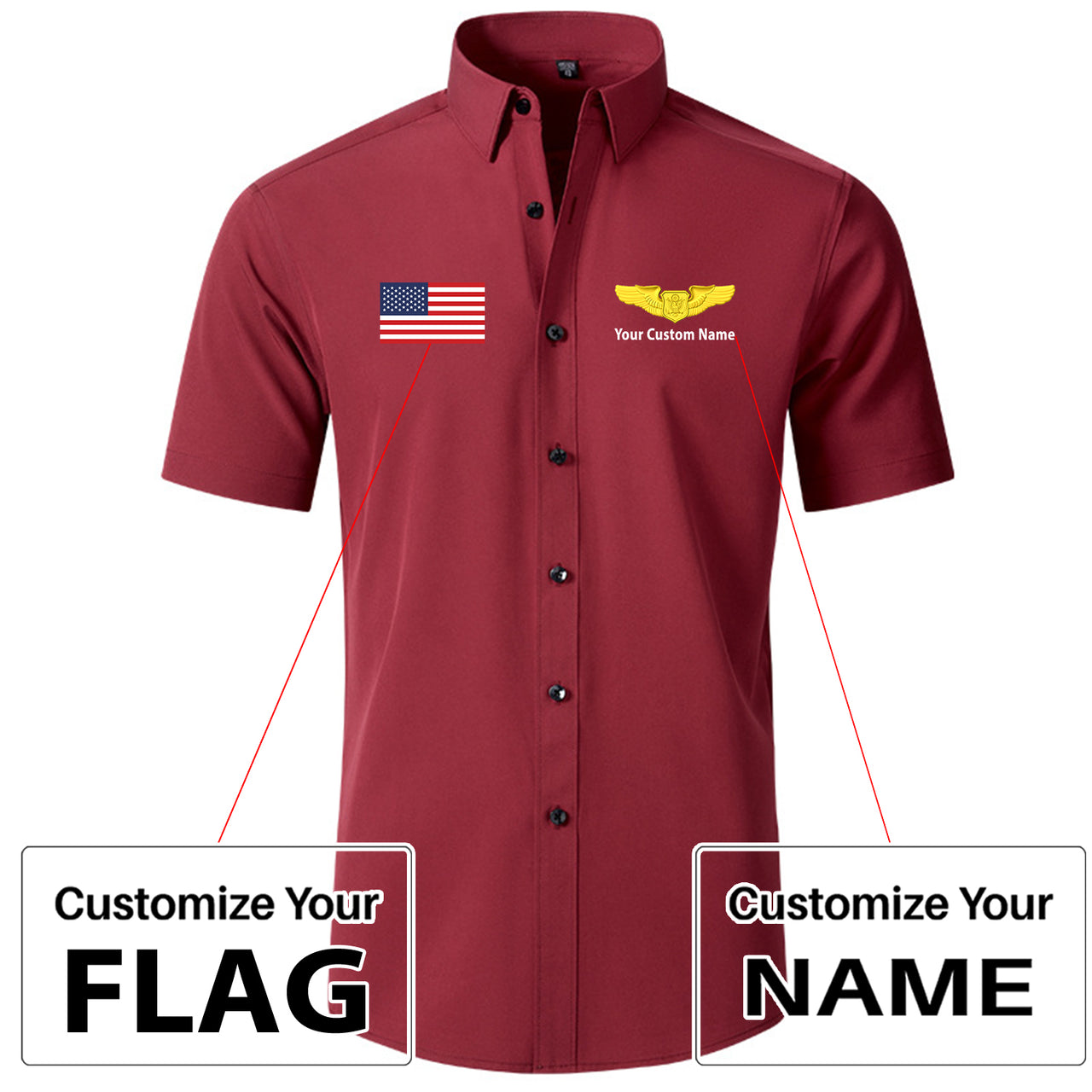 Custom Flag &Custom Name (Special US Air Force) Design Super Quality Short Sleeve Shirts