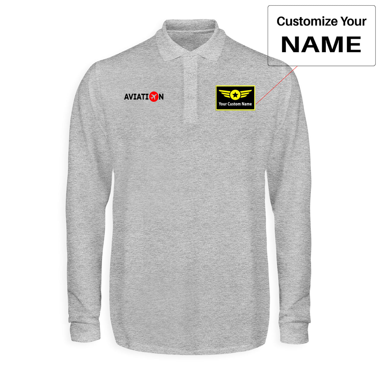 Aviation Designed Long Sleeve Polo T-Shirts