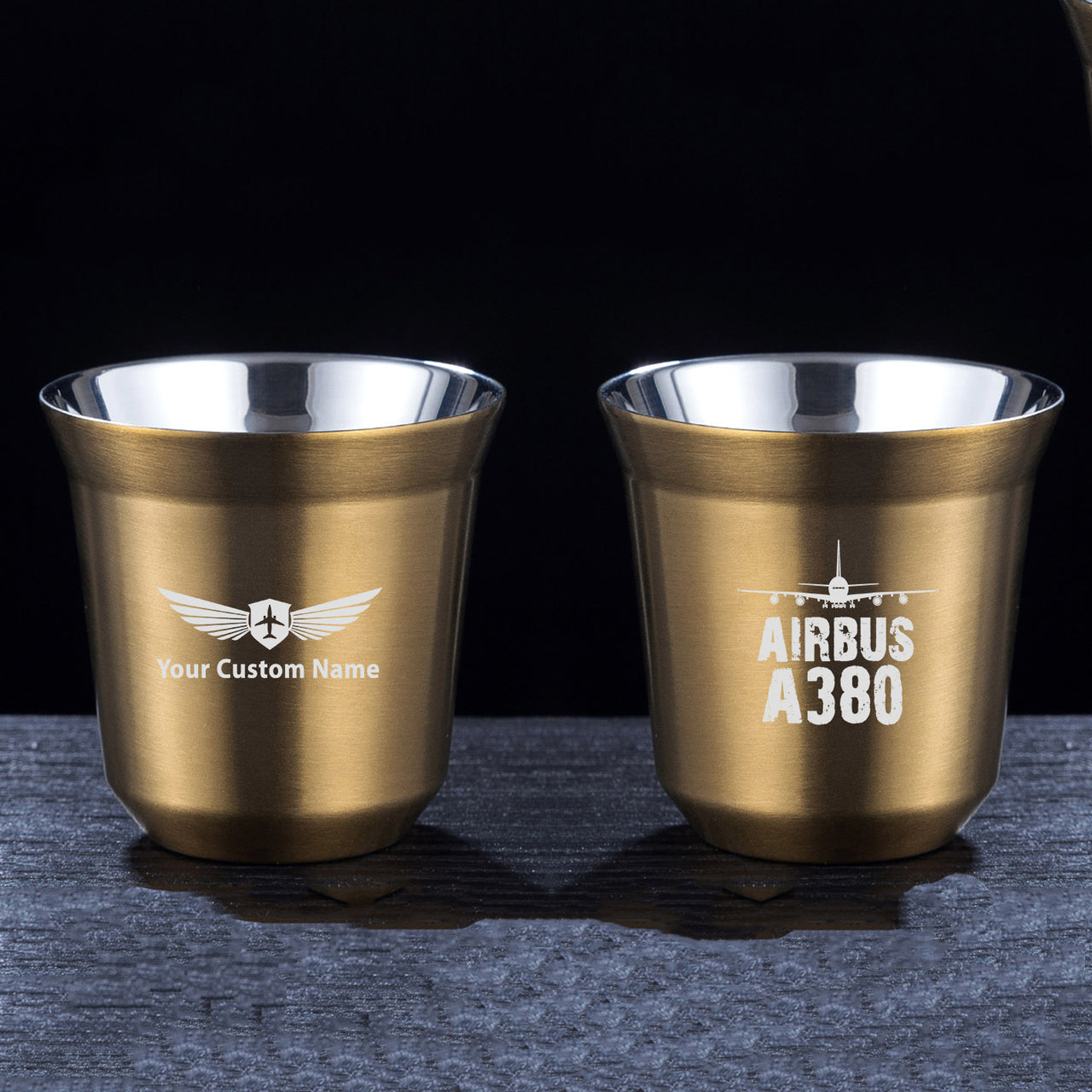 Airbus A380 & Plane Designed Double Wall Stainless Steel Coffee Mugs