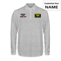 Thumbnail for Ready For Takeoff Designed Long Sleeve Polo T-Shirts