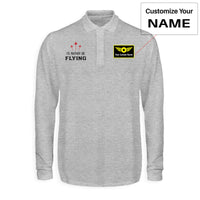 Thumbnail for I'D Rather Be Flying Designed Long Sleeve Polo T-Shirts