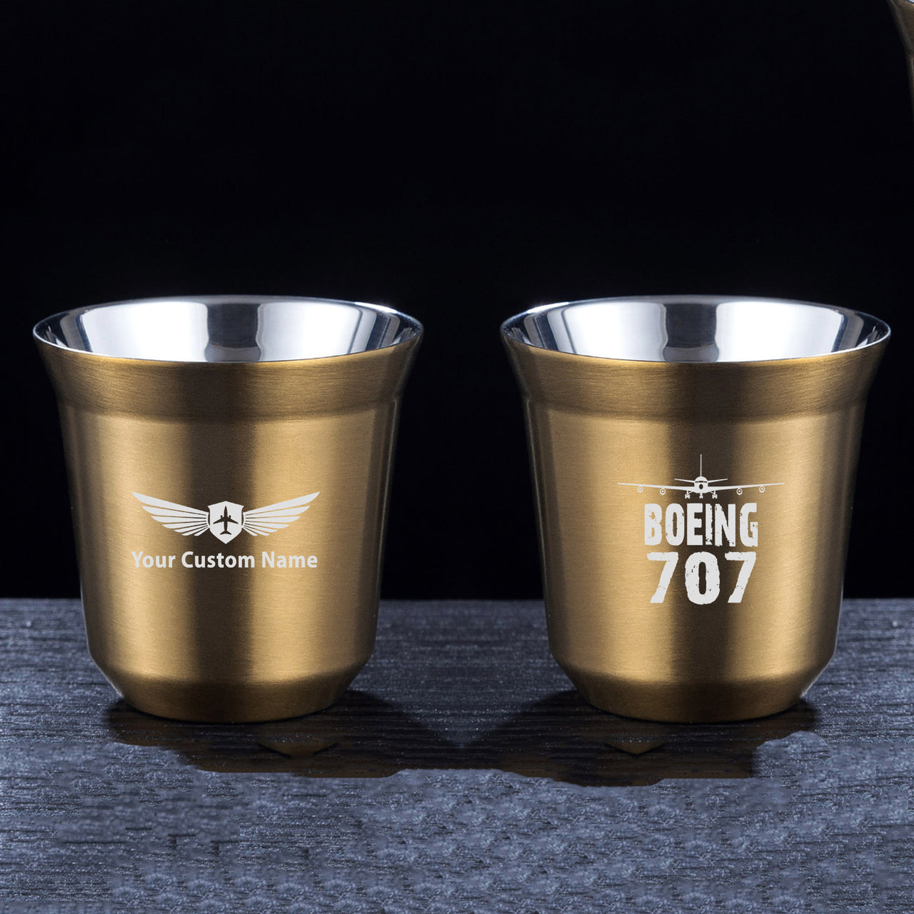 Boeing 707 & Plane Designed Double Wall Stainless Steel Coffee Mugs