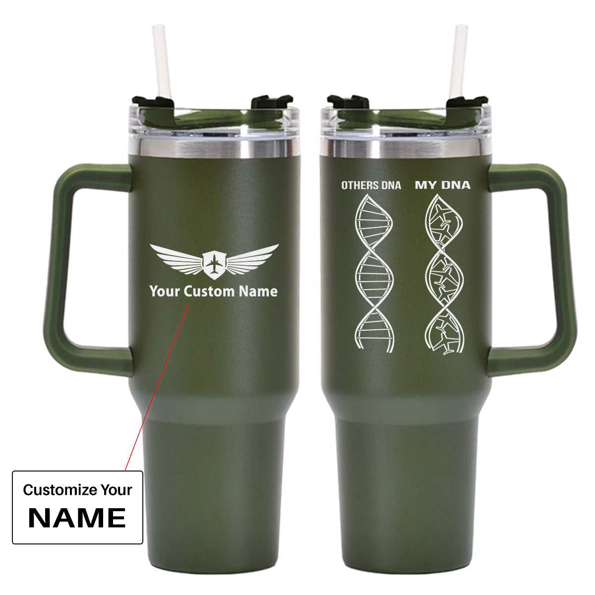 Aviation DNA Designed 40oz Stainless Steel Car Mug With Holder