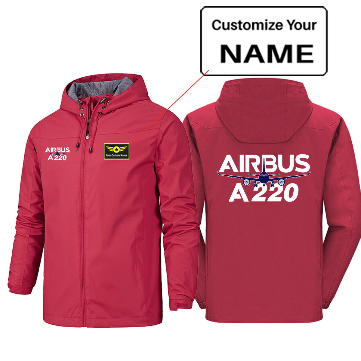 Amazing Airbus A220 Designed Rain Jackets & Windbreakers