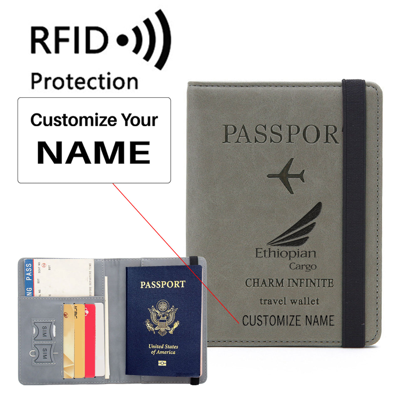 Ethiopian Airlines Designed Passport Cover Travel Wallet Passport Holder