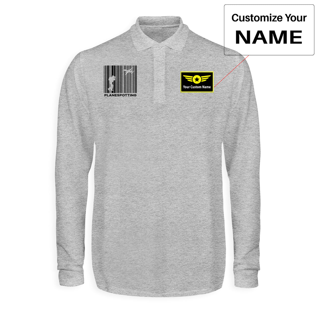 Planespotting Designed Long Sleeve Polo T-Shirts