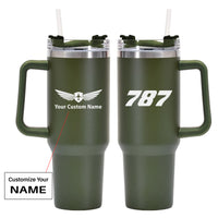 Thumbnail for 787 Flat Text Designed 40oz Stainless Steel Car Mug With Holder