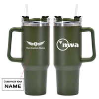 Thumbnail for Northwest Airlines (OLD) 40oz Stainless Steel Car Mug With Holder