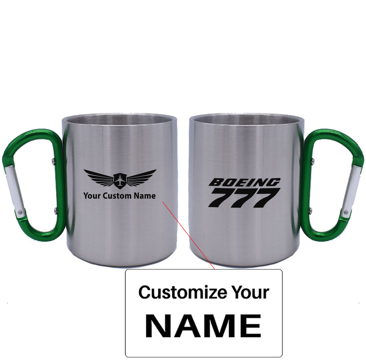 Boeing 777 & Text Designed Stainless Steel Outdoors Mugs