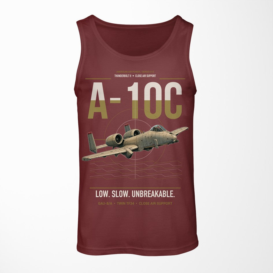 A-10C Thunderbolt II design on dark red tank top