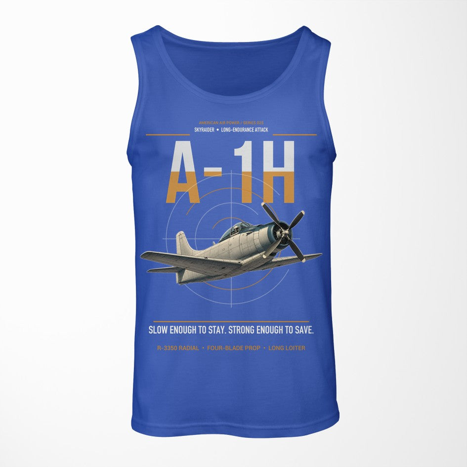 A-1H Skyraider design on blue tank top