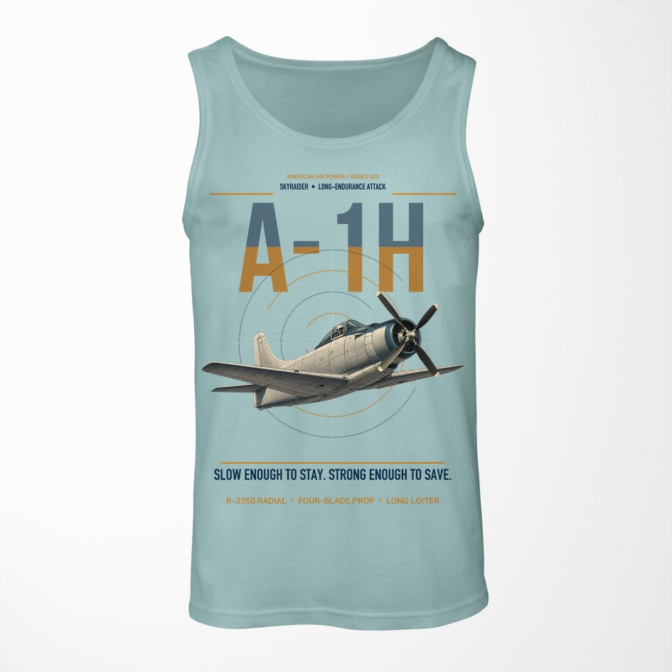 A-1H Skyraider design on light green tank top
