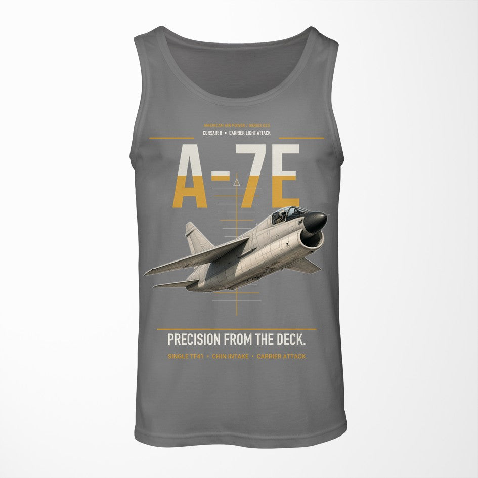 A-7E Corsair II design on gray tank top