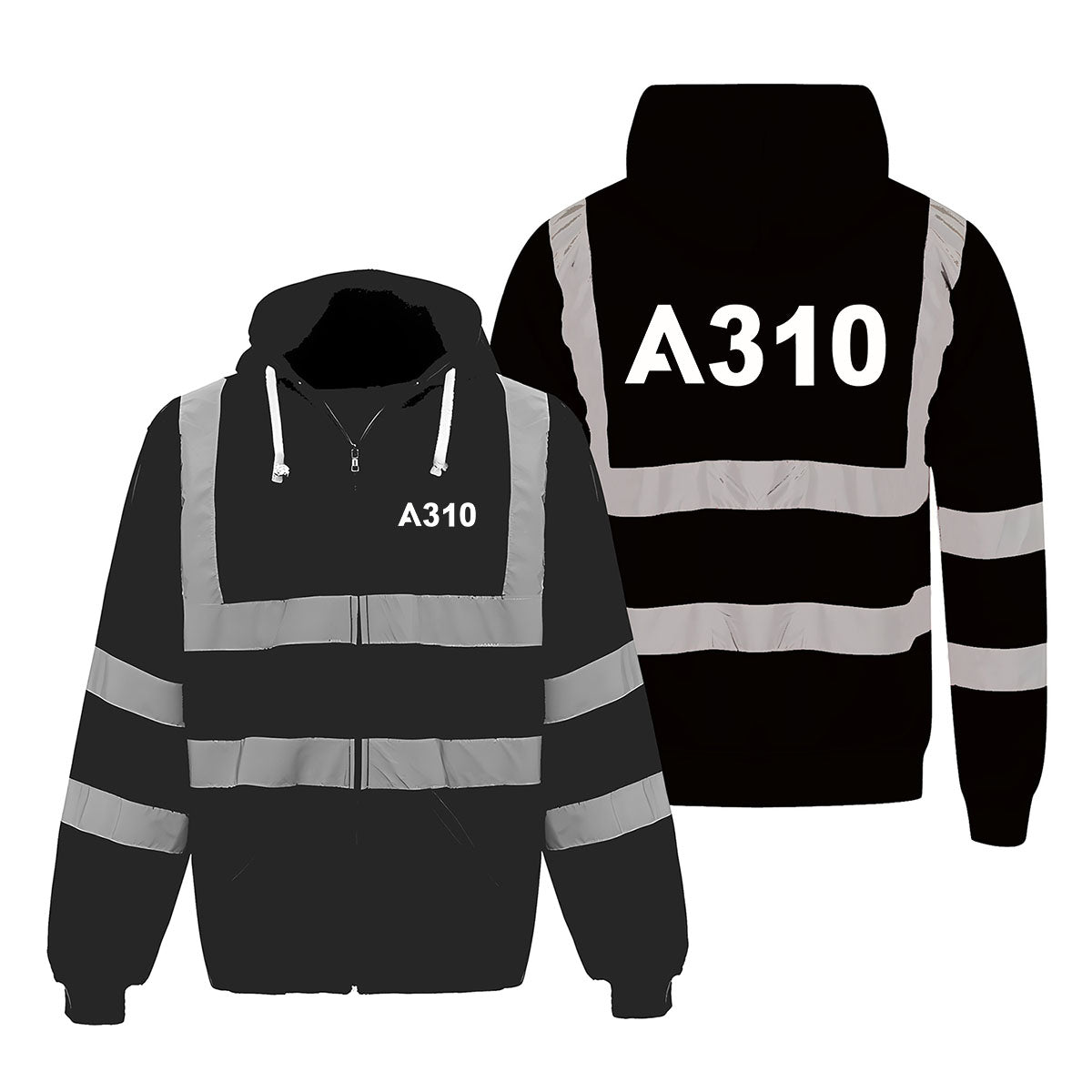 A310 Flat Text Designed Reflective Zipped Hoodies