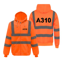 Thumbnail for A310 Flat Text Designed Reflective Zipped Hoodies