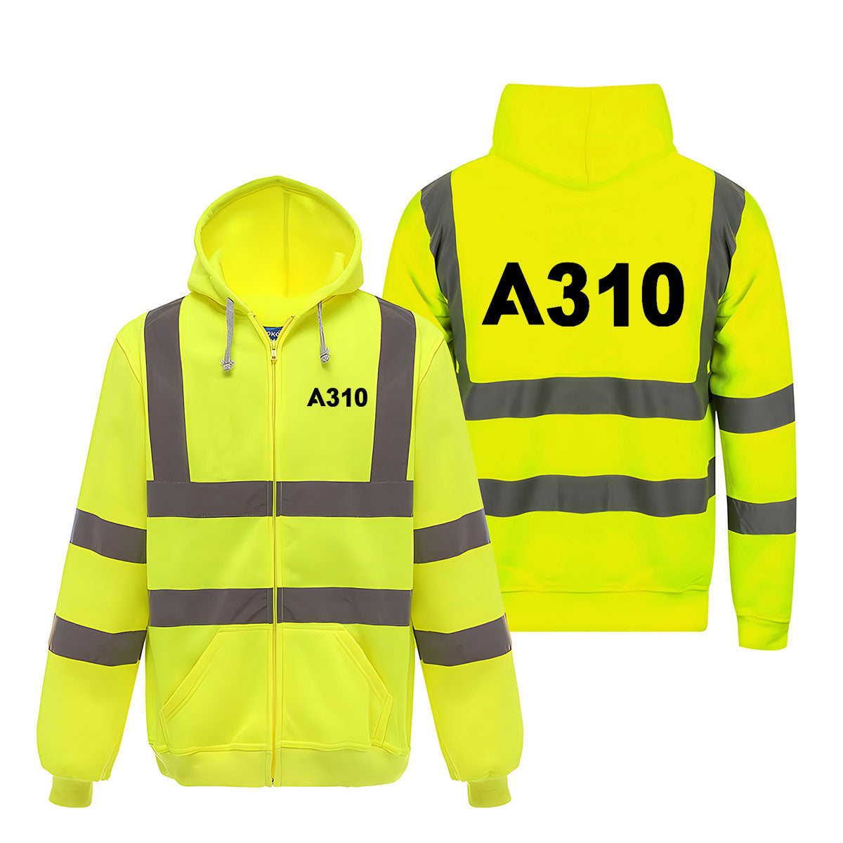 A310 Flat Text Designed Reflective Zipped Hoodies