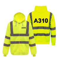 Thumbnail for A310 Flat Text Designed Reflective Zipped Hoodies