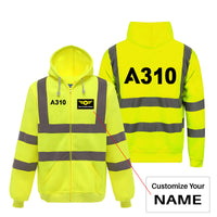 Thumbnail for A310 Flat Text Designed Reflective Zipped Hoodies