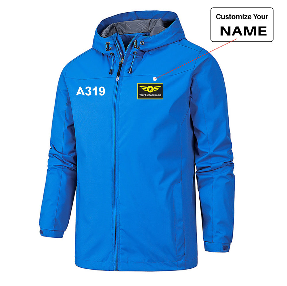 A319 Flat Text Designed Rain Jackets & Windbreakers