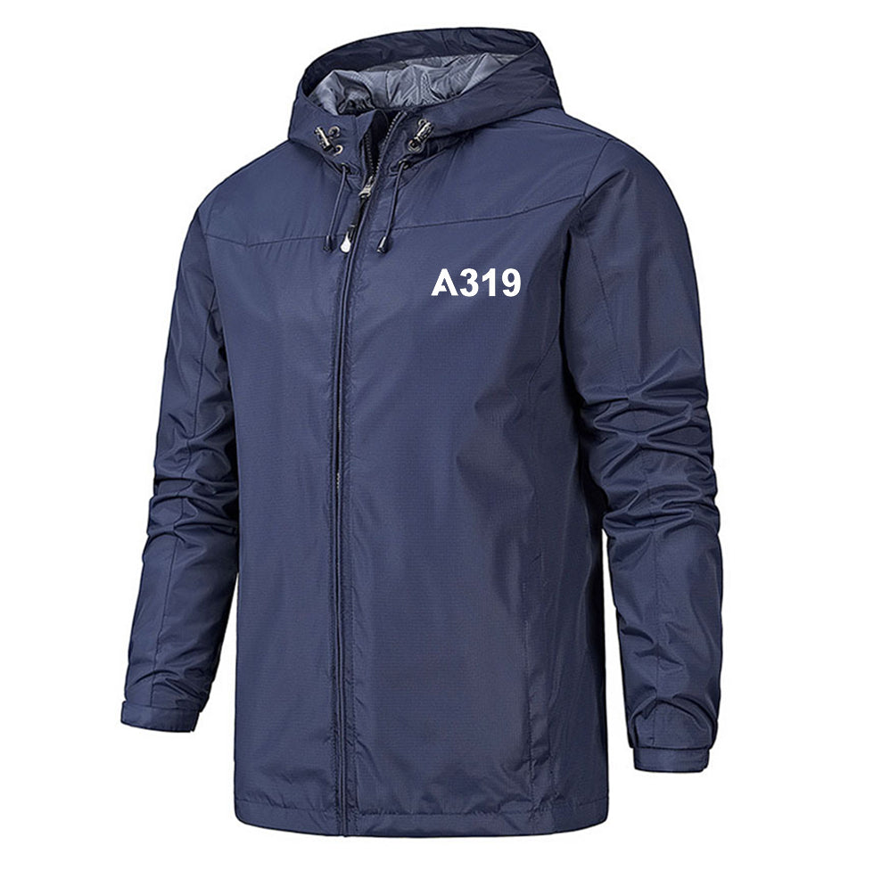 A319 Flat Text Designed Rain Jackets & Windbreakers