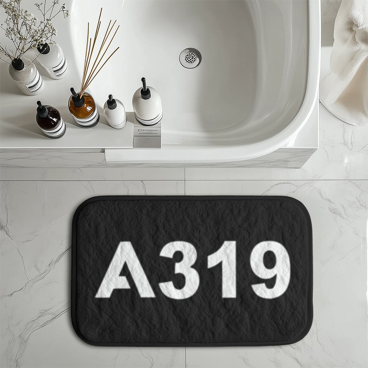 A319 Flat Text Designed Bath Mats