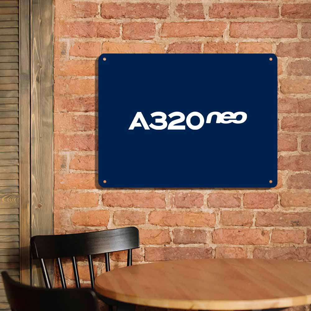 A320neo & Text Printed Metal Sign