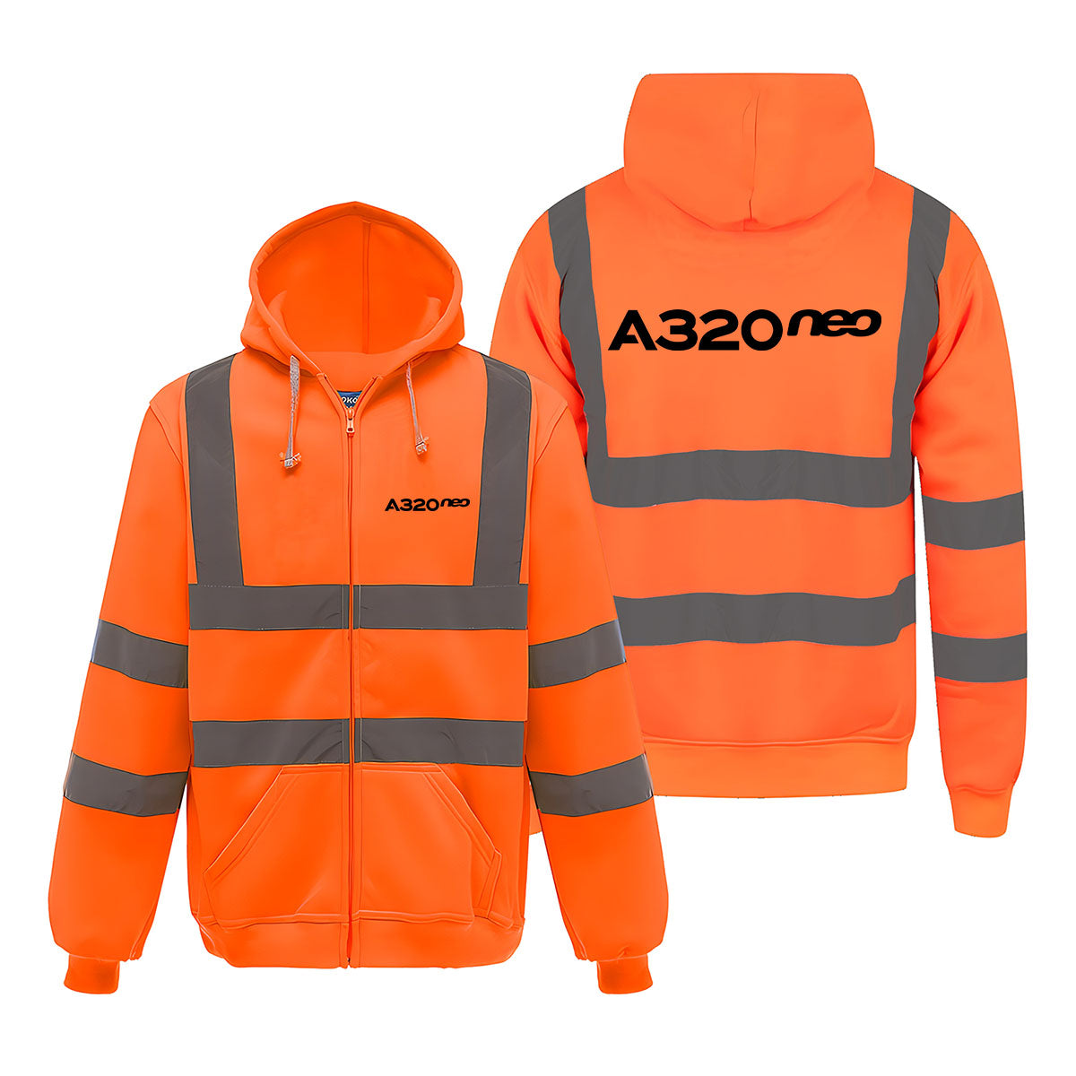 A320neo & Text Designed Reflective Zipped Hoodies