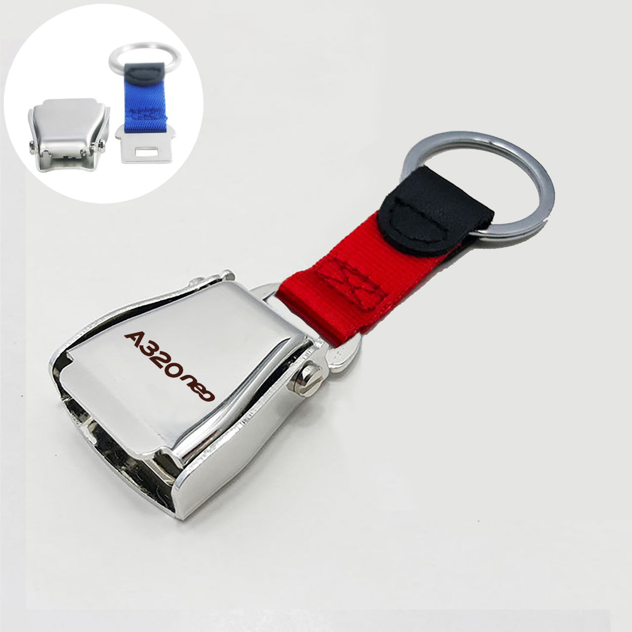 A320neo & Text Designed Airplane Seat Belt Key Chains