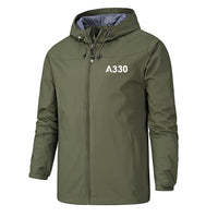 Thumbnail for A330 Flat Text Designed Rain Jackets & Windbreakers