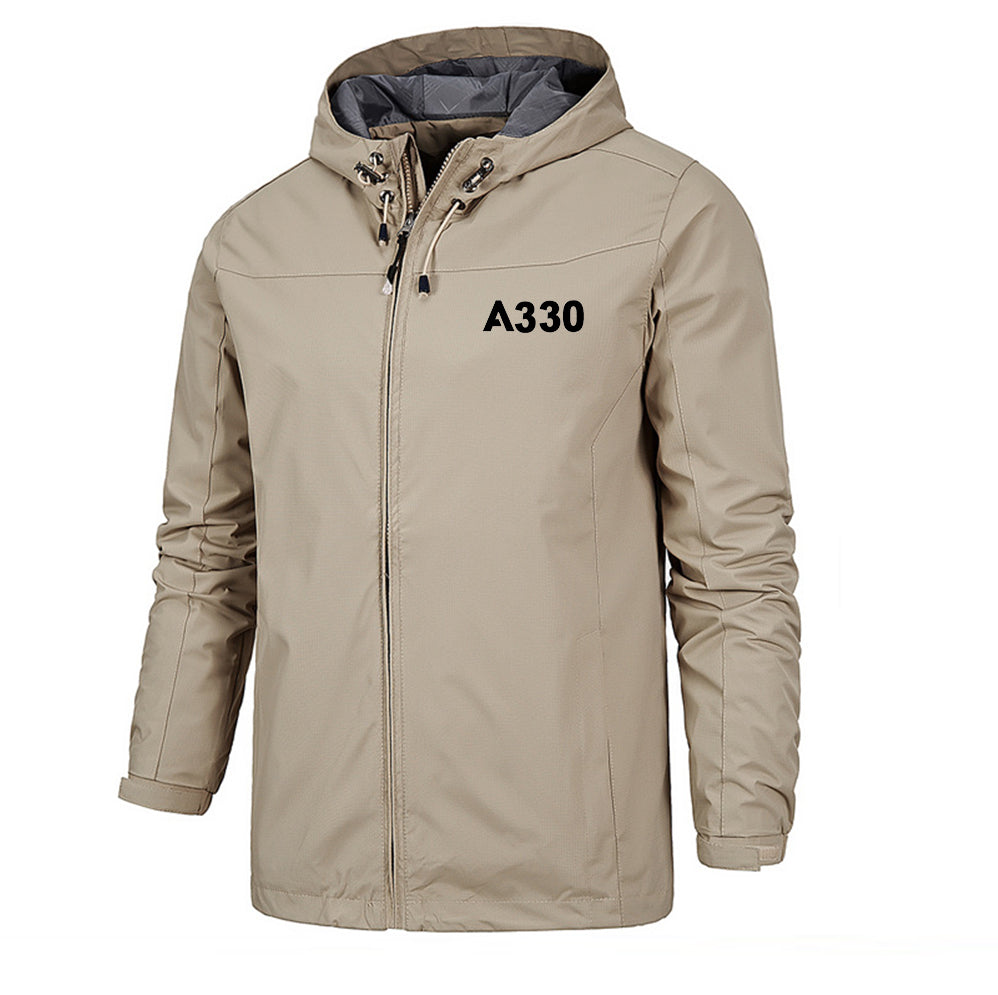 A330 Flat Text Designed Rain Jackets & Windbreakers