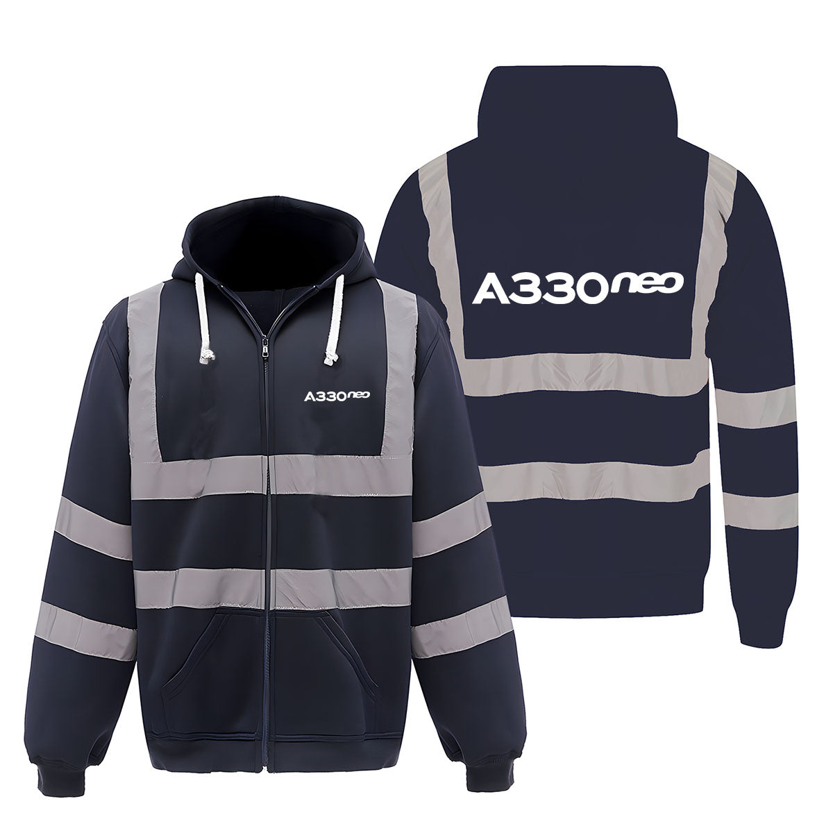 A330neo & Text Designed Reflective Zipped Hoodies
