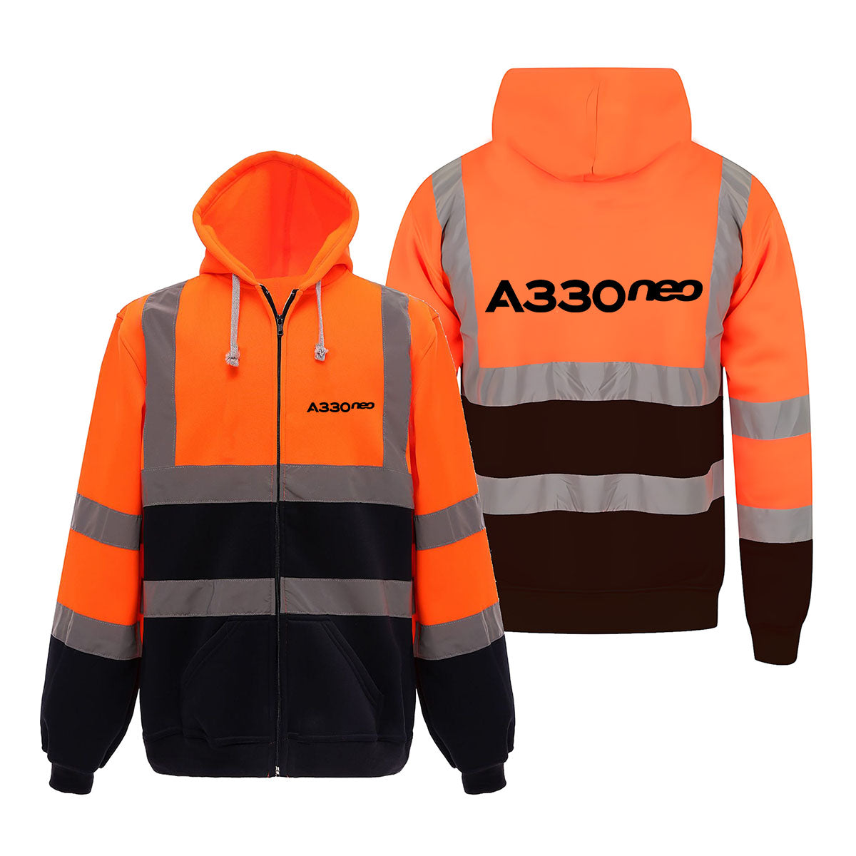 A330neo & Text Designed Reflective Zipped Hoodies
