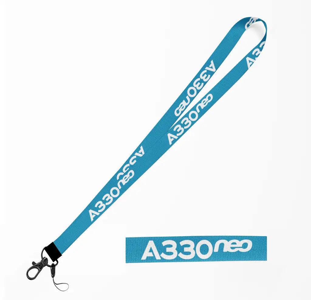 A330neo & Text lanyard - light blue
