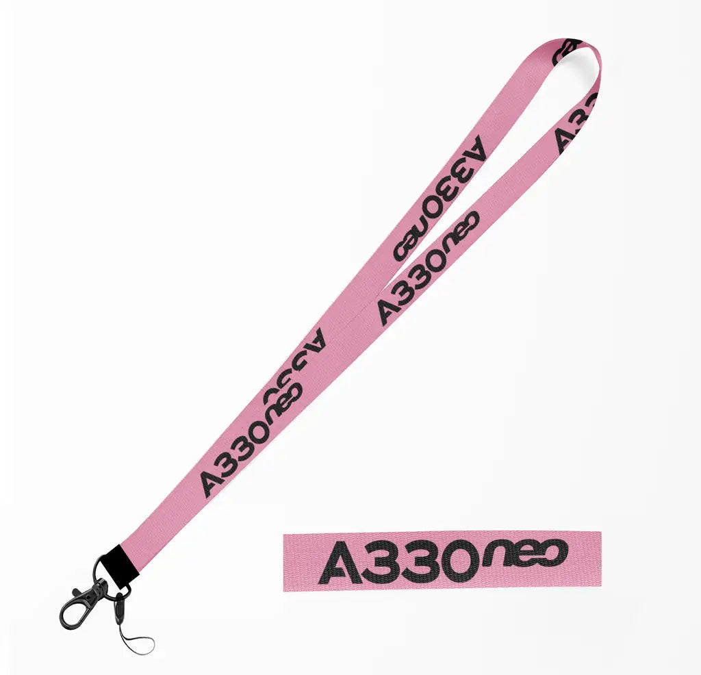 A330neo & Text lanyard - pink