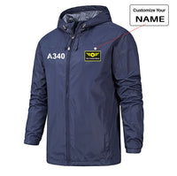 Thumbnail for A340 Flat Text Designed Rain Jackets & Windbreakers