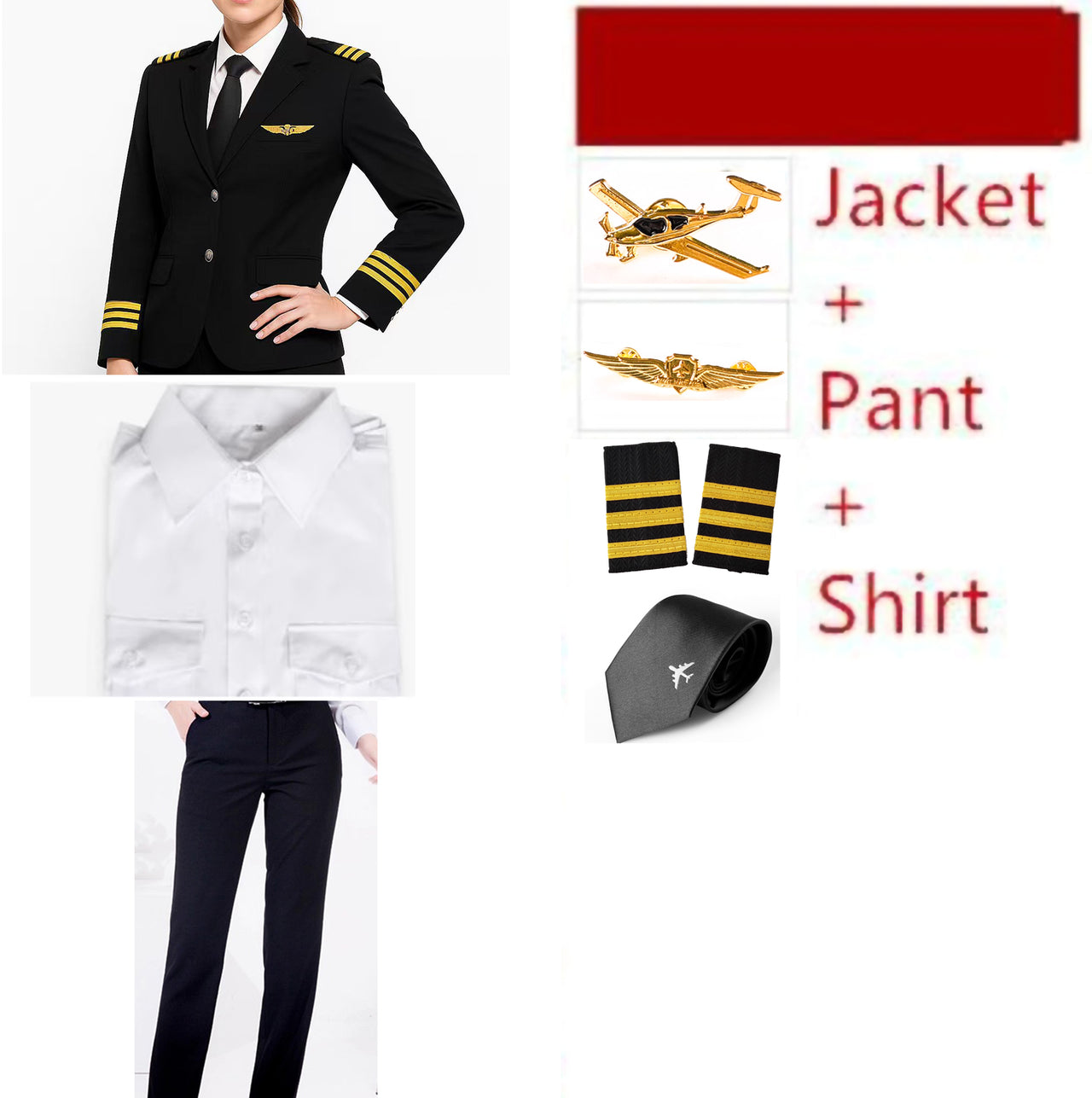 3 Lines "WOMEN" Airline Pilot Full Set