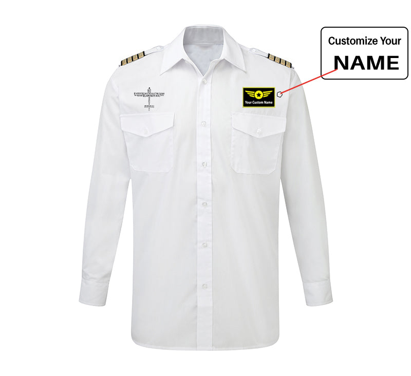 Propeller Shape Aviation Alphabet Designed Long Sleeve Pilot Shirts