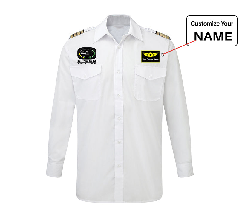 Speed Is Life Designed Long Sleeve Pilot Shirts