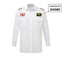 Thumbnail for Boeing 737 Designed Designed Long Sleeve Pilot Shirts