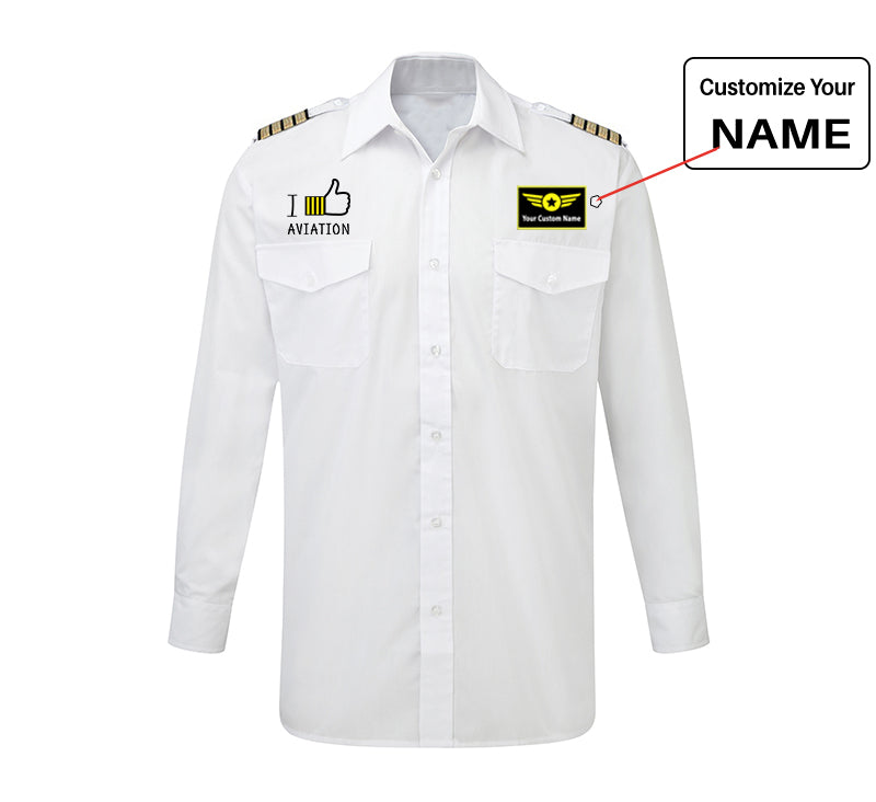 I Like Aviation Designed Long Sleeve Pilot Shirts