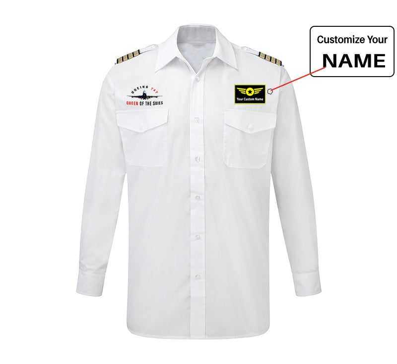 Boeing 747 Queen of the Skies Designed Long Sleeve Pilot Shirts