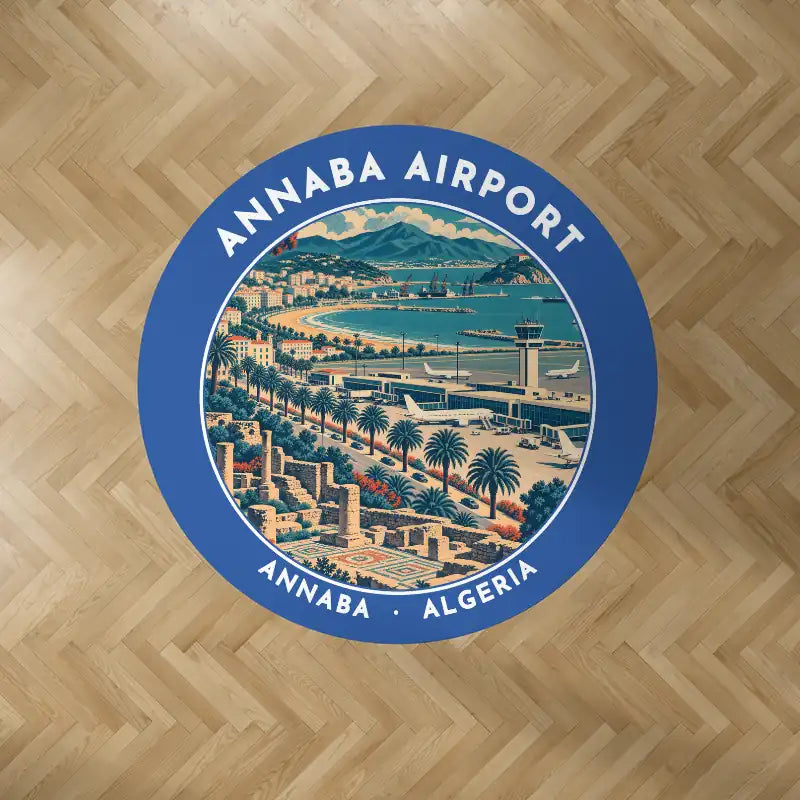 Rabah Bitat Airport (AAE) Carpets - Carpet Round - Badge - Blue V2