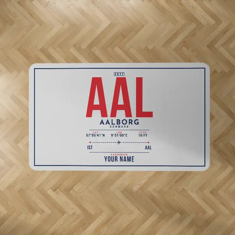 Aalborg Airport (AAL) Carpets - Carpet Rectangle - ID Tag + Name - Light Gray V2