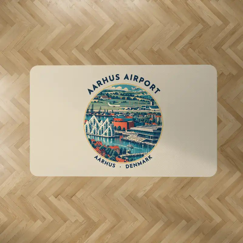 Aarhus Airport (AAR) Carpets - Carpet Rectangle - Badge - Beige V2
